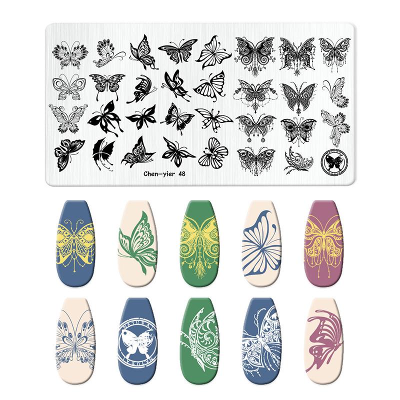 12*6cm Nail Stamping Plates Rose Butterfly Nail Art Plate Stainless Steel Nail Design Stencil Tools DIY Printing Design Stamp