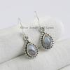 Dendrite Opal Sterling Silver Earrings: Handmade Teardrop Gemstone