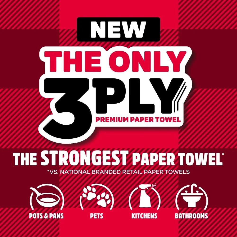 3-Ply Paper Towels Tear-a-Square 2 Triple Rolls Strong Absorbent Durable Perforated Sheets Eco-Friendly SFI Certified Ideal
