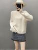 Women's Cashmere Round Neck Hollow Knit Sweater - Long Sleeve Loose Fit for Autumn & Winter