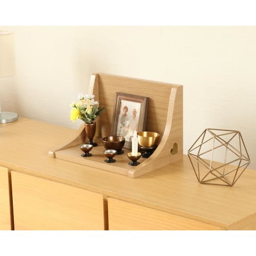 Mini Buddhist Altar "Stage Two" Open Type Light Color for Home Memorial Service