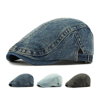 Béret en jean pour femme, casquette britannique vintage Forward, casquette à visière pour homme