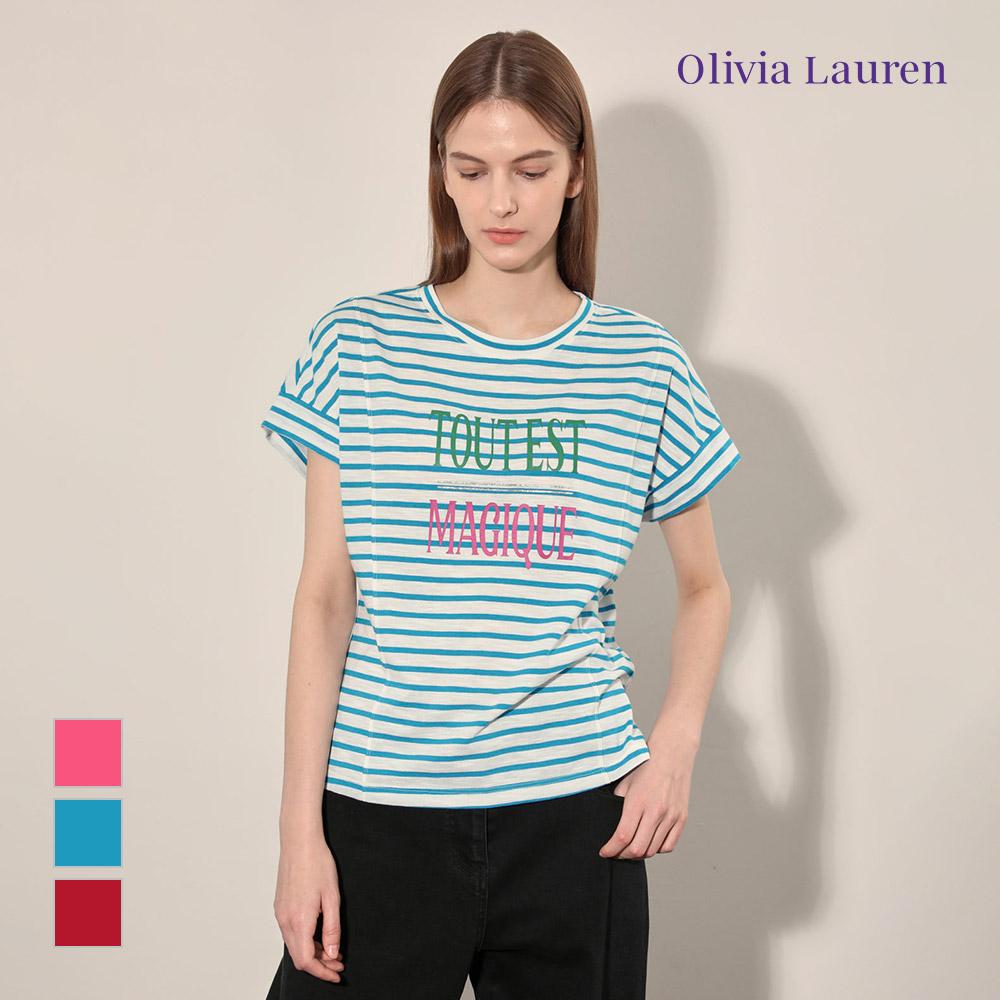 OLIVIALAUREN Striped Lettering T-Shirt_Vobas4F7111