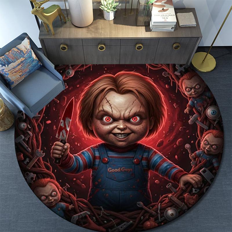 Tappeto Rotondo con Stampa Cartoon, Tappeto per Soggiorno Camera da Letto Divano Sala Giochi Decorazione, Tappetino Antiscivolo