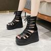Fashion Women Wedges Sandals High Heels Gothic Punk Summer Platform Shoes Woman Comfort Strappy Zip Buckle Fashion Casual Women Boots