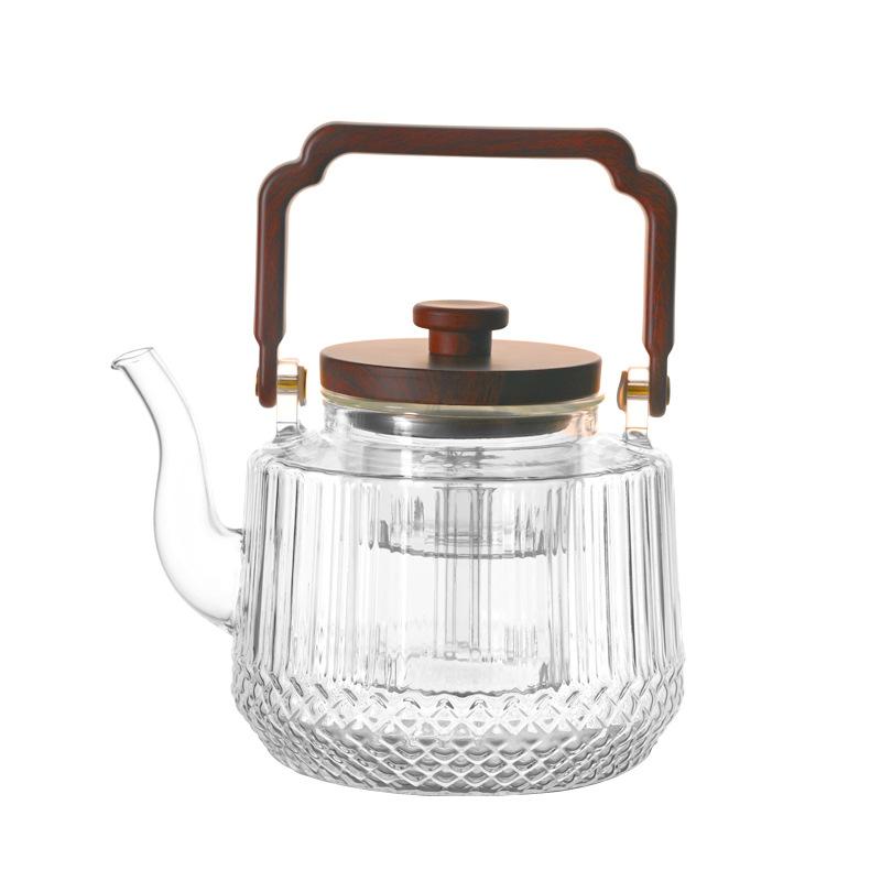 1200ML Large Capacity Glass Kettle Tea Pot Electric Ceramic Stove Steaming and Boiling Integrated Handle Kettle for Tea Brewing