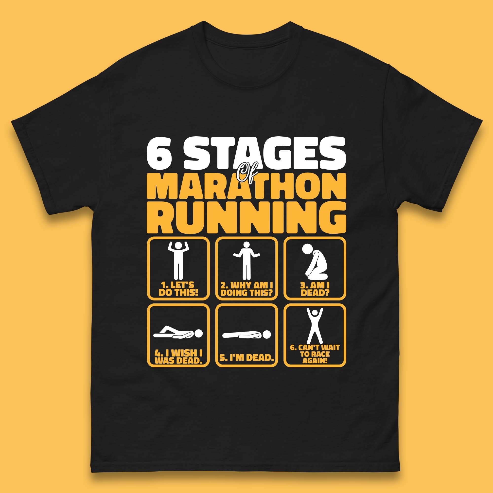 6 Stages Of Marathon Running Funny Marathon Athletics Runner Mens Tee Top XL