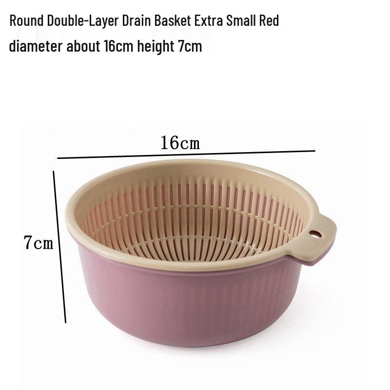 Hui Si Dual-Layer Kitchen Colander and Storage Basket for Fruits and Vegetables