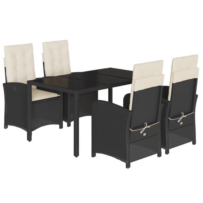 VidaXL Ensemble à Manger de Jardin avec Coussins 5 pcs, Table et Chaises avec Dossier Réglable, Meubles d'Extérieur Patio 3212197