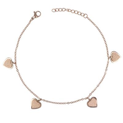 [R7427] - Pink 'Love' Steel Anklet (gold Pink)  - 10 Mm