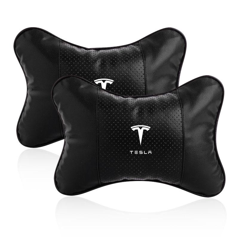 Car Seat Headrest Auto Logo Neck Pillow Car Accessories For Tesla Model 3 Model X S 2016-2023  Model Y Decals TM3 TMX