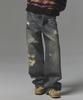 NOT4NERD Destroyed Sand Washed Semi Flare Fit Denim Pants - Deep Blue