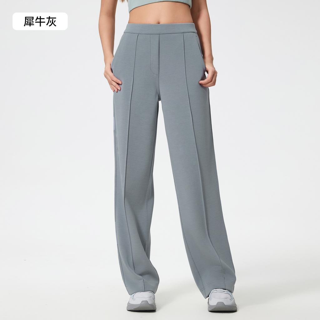 New mid-waist casual trousers women's loose drape and thin straight-leg trousers fashionable versatile sports wide-leg trousers