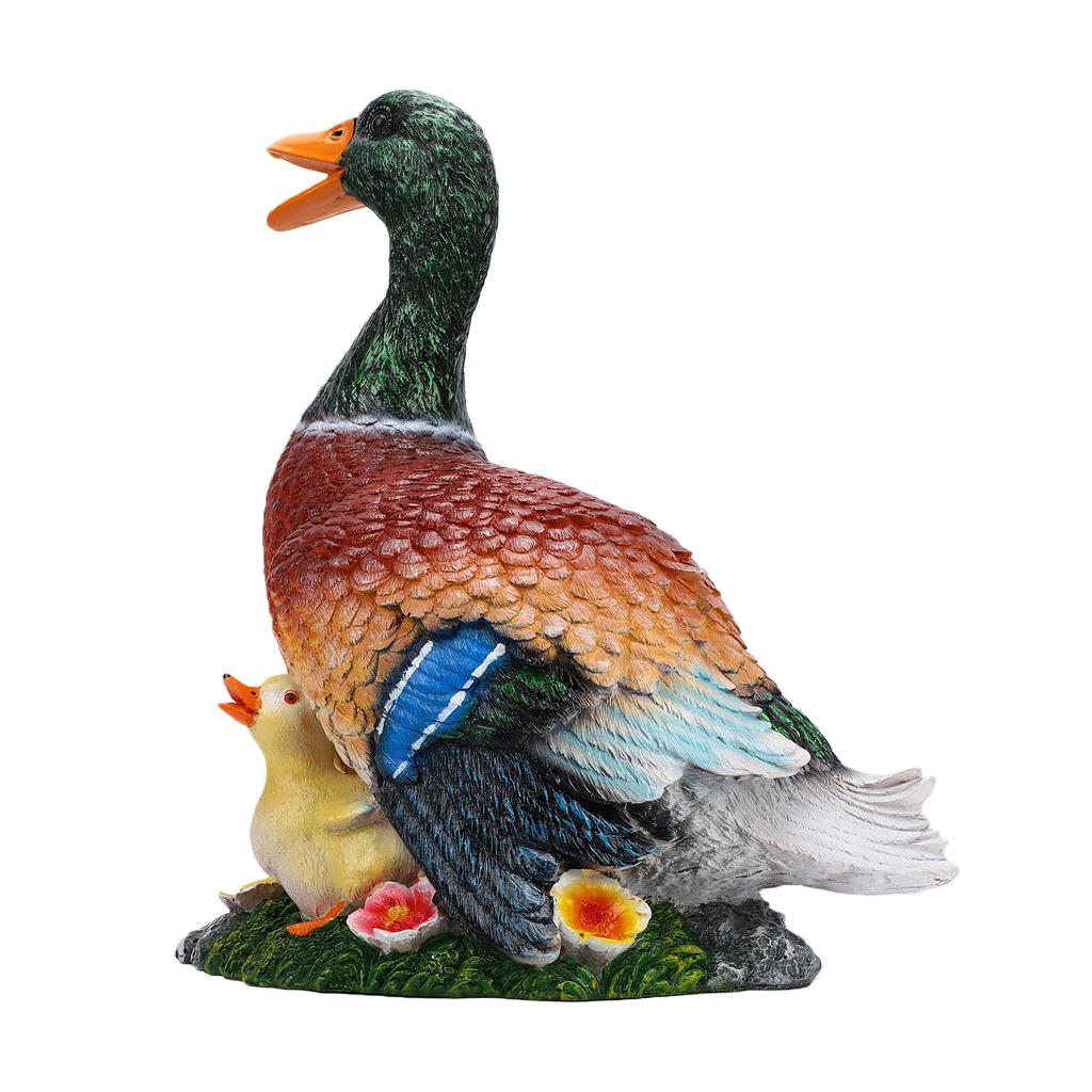 Mallard Duck Decor Garden Statue Resin Duck Mother with Ducklings Figurine Lawn Ornament Yard Animal Sculpture for