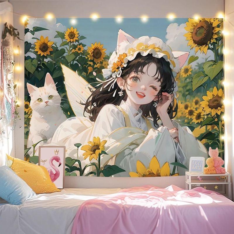 Pink Hair Hanfu Girl Tapestry Wall Hanging Home Decor for Bedroom Living Room Dorm New Chinese Anime Clothes
