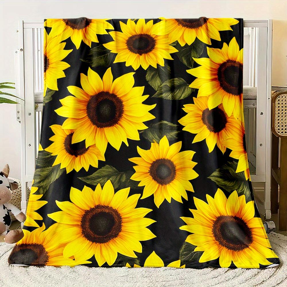 Sunshine Joy Flannel Throw Blanket Soft Sunflower Design All Season Cozy Comfort For Home Decor Gift