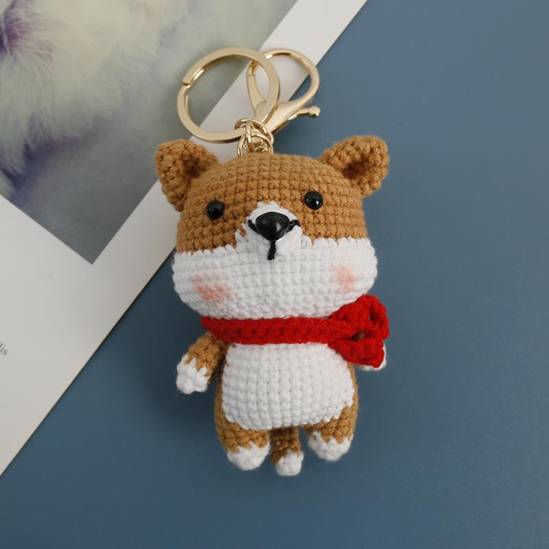 Funny Puppy Series Crochet Keychain Handmaking Knitted Puppy Keyrings Cute Small Dog Doll Crochet Keyrings Custom Accessories