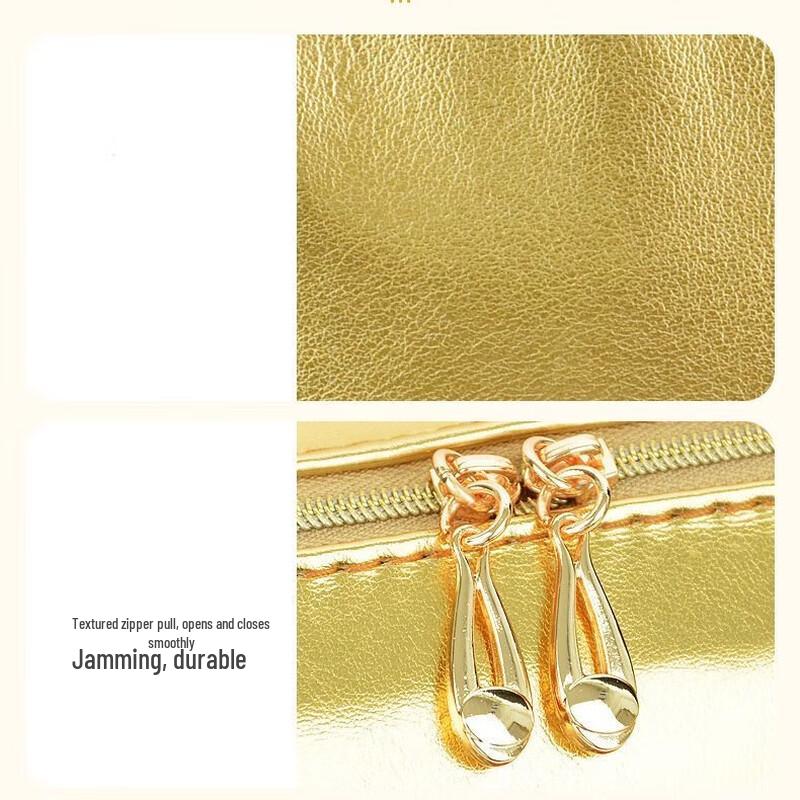 Gold Textured Portable Travel Cosmetic & Wash Bag Set (3-Pack)