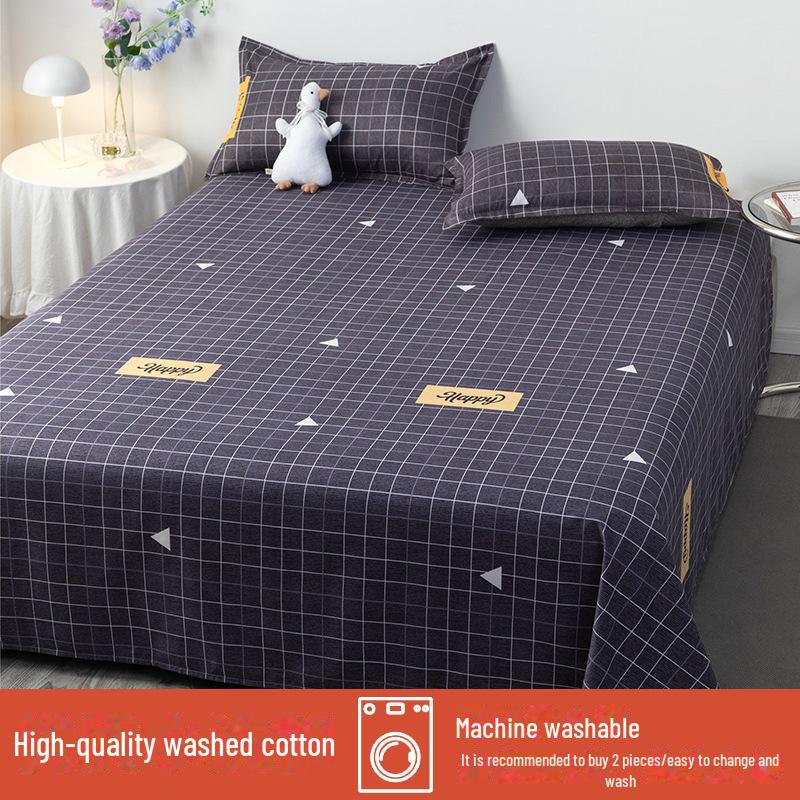 Winter Single Bed Sheet and Quilt Cover Set - 1.5m, Washed Cotton, Includes Pillowcase, Dormitory Style