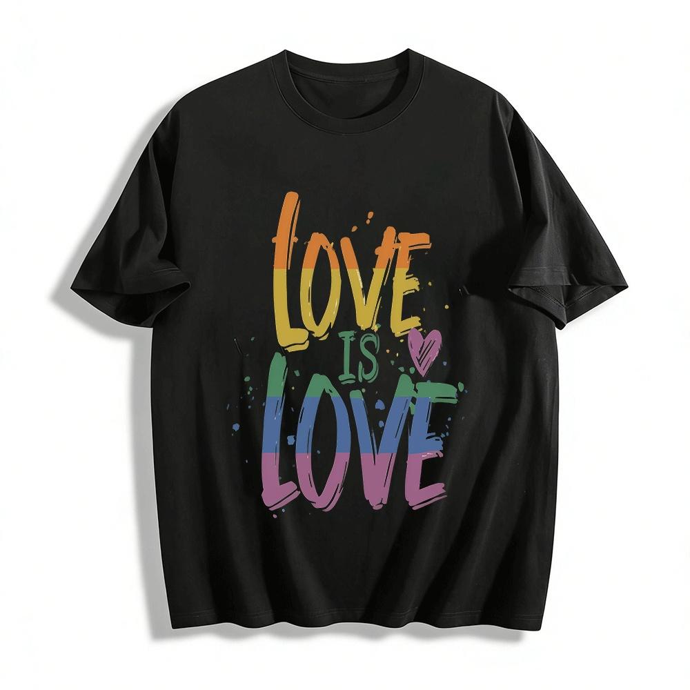 Love Is Love Rainbow Print Casual Pride Month Short Sleeve Tee Pure cotton T-shirt XXS