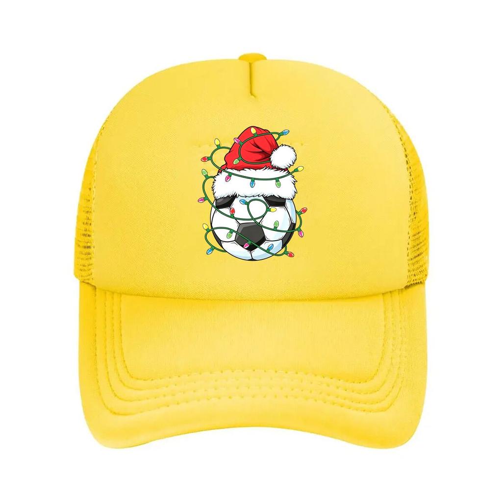 Christmas Soccer Ball Santa Hat Lights Mesh Baseball Cap Dad Hat Hip Hop Snapback Cap
