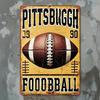Vintage Pittsburgh Football Metal Tin Sign Retro Sports Decor 7.8x11.8 Inch