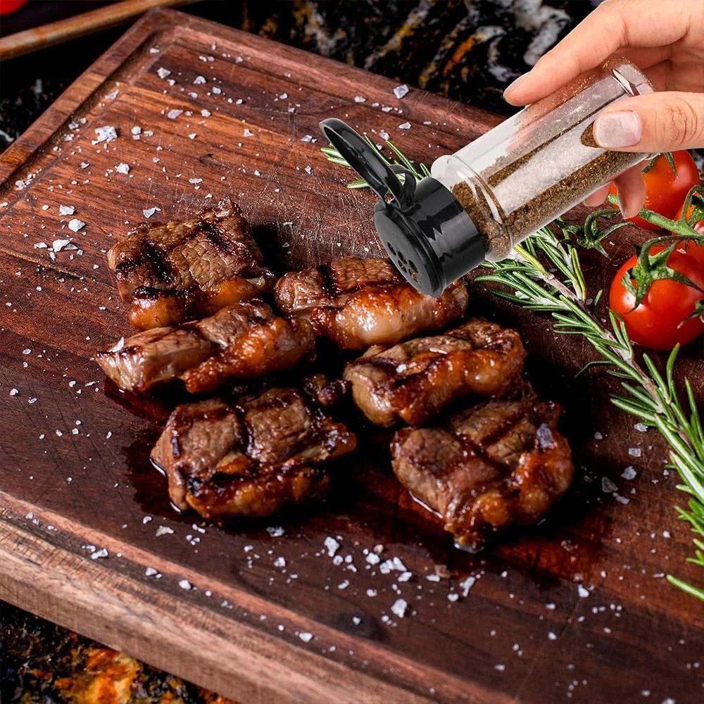 60ml Klarsicht-Kunststoff-Gewürzglas Küchen-Würzsauce-Flasche Salz-Pfeffer-Streuer Behälter Barbecue-Würzmittel-Gewürzaufbewahrungswerkzeuge