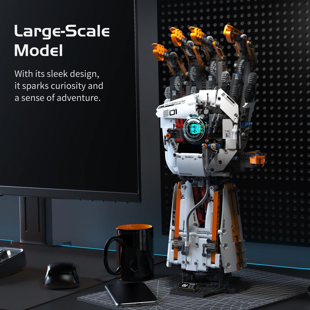 Moc Electric Bionic Robotic Arm Building Blocks Set Model Assembly Toy Home Decoration Educational Toy Birthday Holiday Gifts