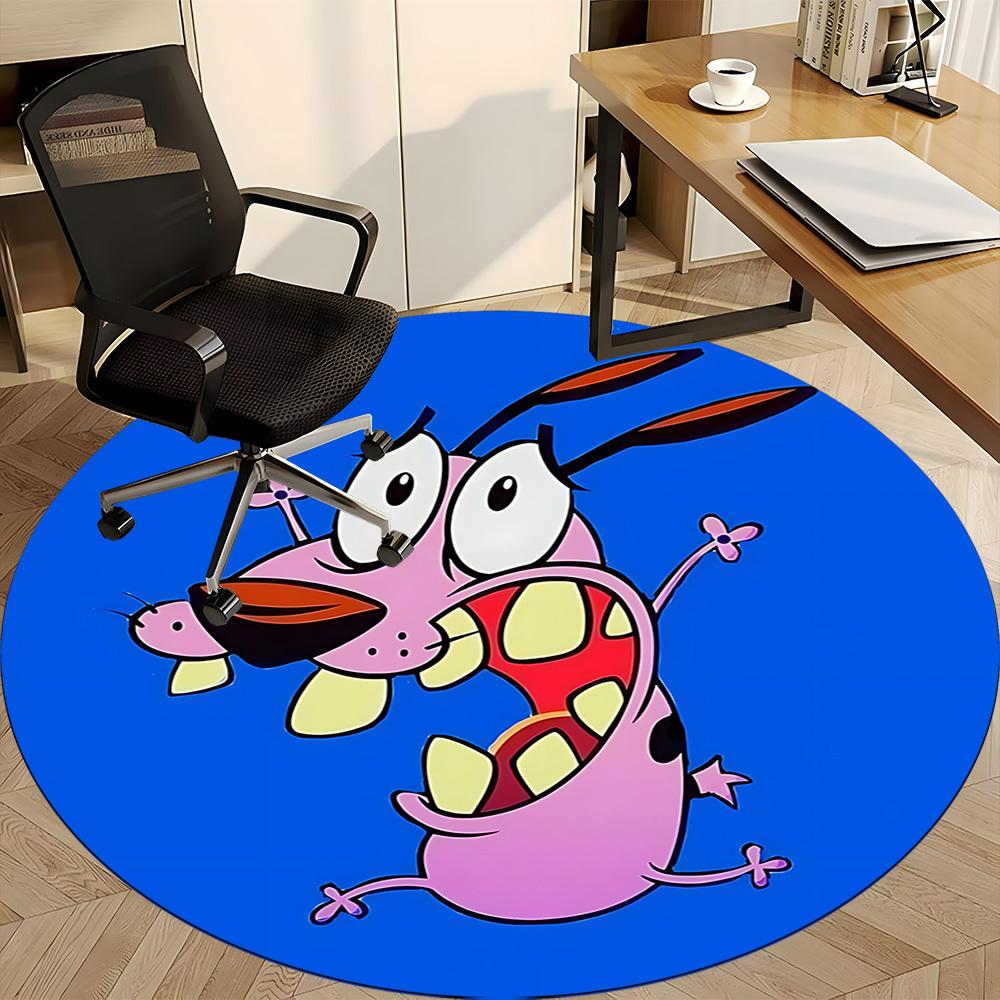 1pc Courage the Cowardly Dog Office Round Area Rug, Under Office Chairs Bedroom Living Room Home Decor A1016090
