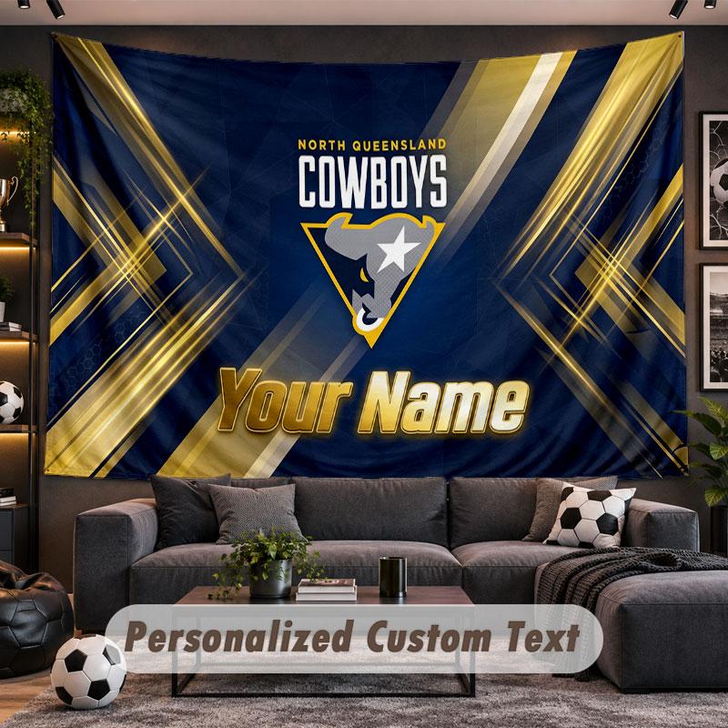 Wall Hanging Tapestry Custom NameNorth Queensland Cowboys Pattern Personalized Printed Fabric Wall Decor