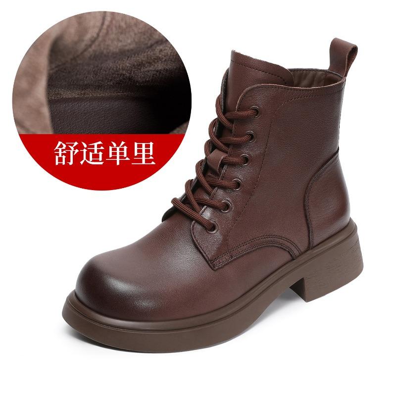 First layer cowhide Martin boots women's autumn and winter new British retro leather thick-soled commuter short boots single leather boots
