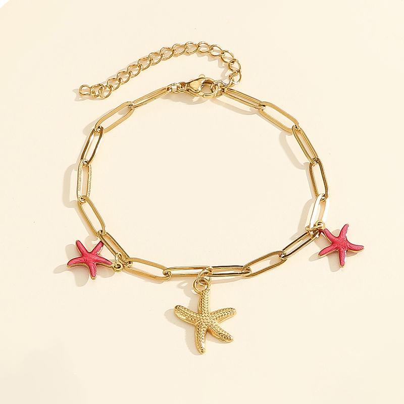 Atoztide Cherry Heart Shell Conch Starfish Pendant Bracelet for Women Girl Stainless Steel Multiple Styles Bracelet Jewelry Gift