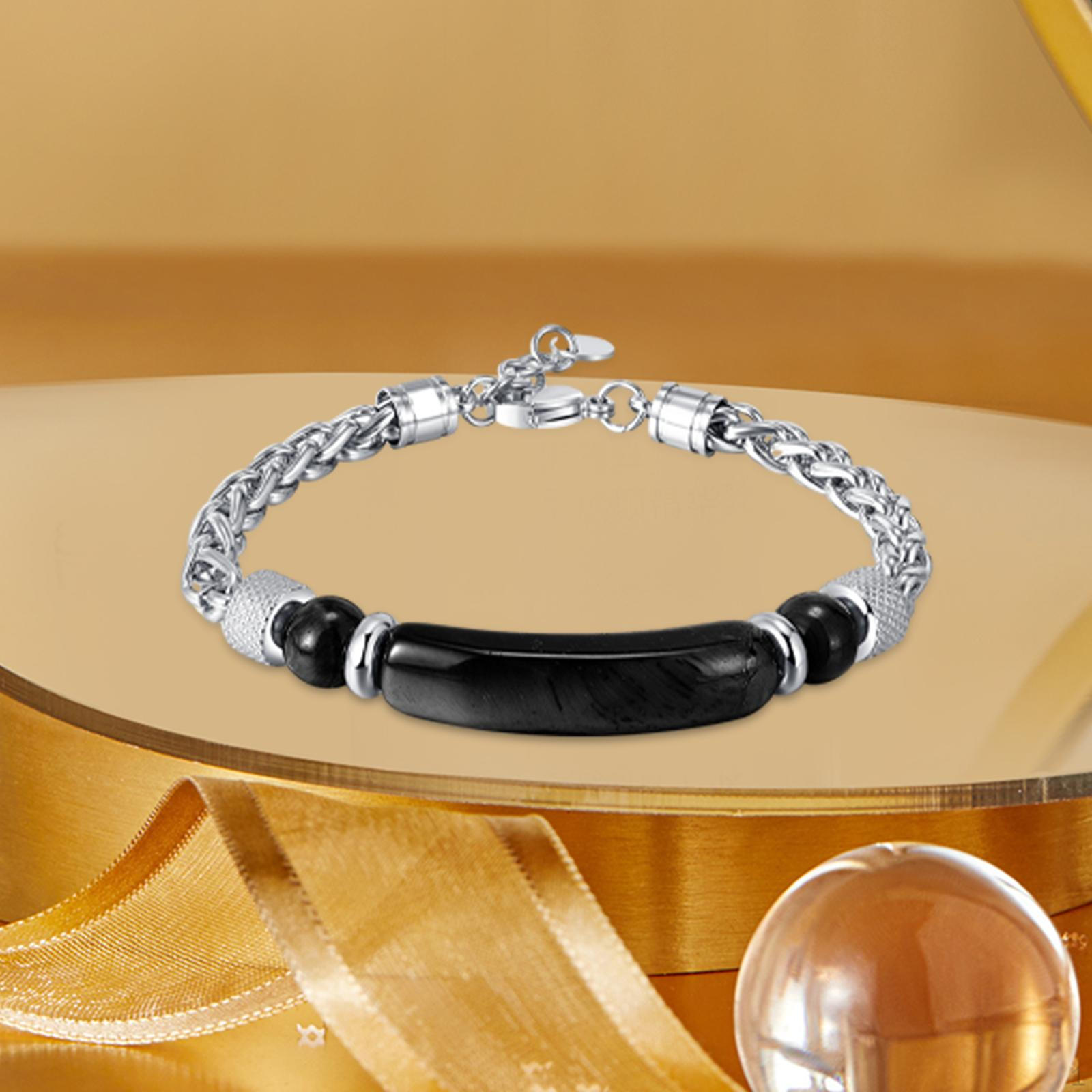 

Мужской браслет на день отца от дочери, сына, жены, браслет на запястье, цепочка из нержавеющей стали для мужчин чёрный