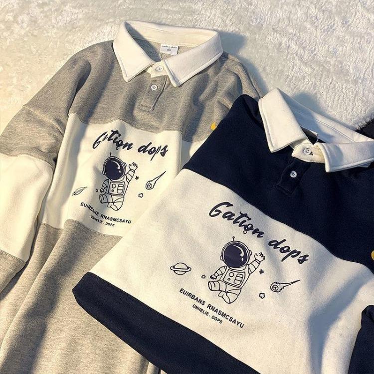 Women's Casual Oversize Pullover Hoodie Loose Polo Sweatshirt with Letter Printed