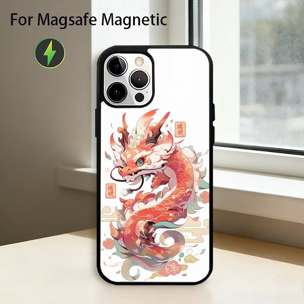 Cartoon D-Dragon Phone Case For iPhone17,16,15,14,13,12,11 Plus,Pro Magnetic For Magsafe Wireless Charging