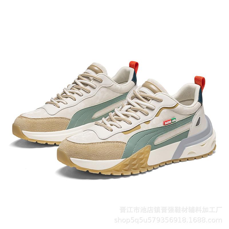 Men's Shoes Trend Versatile High Quality Leather Sports Casual Running Shoes Comfortable Heightening Dad Trendy Shoes
