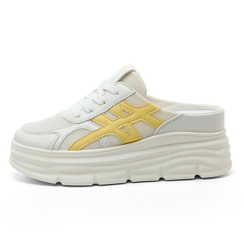 

W3690 thick bottom heightening bag head slippers women s summer 2025 new breathable mesh casual outer sandals 40