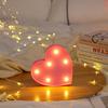 Romantic Night Light Ornament Red Pink Heart Marquee Table Lamp Love Heart LED Lamp  Anniversary