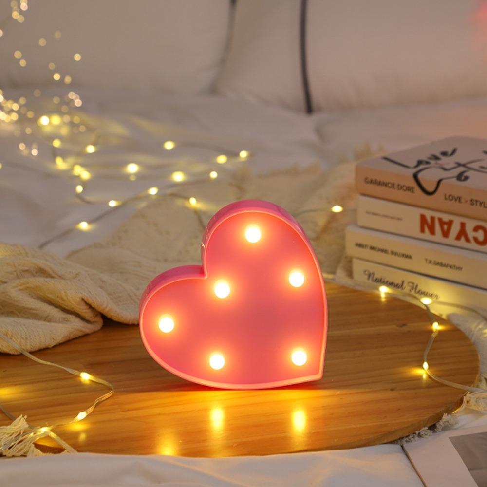 Romantic Night Light Ornament Red Pink Heart Marquee Table Lamp Love Heart LED Lamp  Anniversary