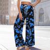 Women's Printed Wide Leg Pants With Pockets High Waist Drawstring Loose Casual Pants