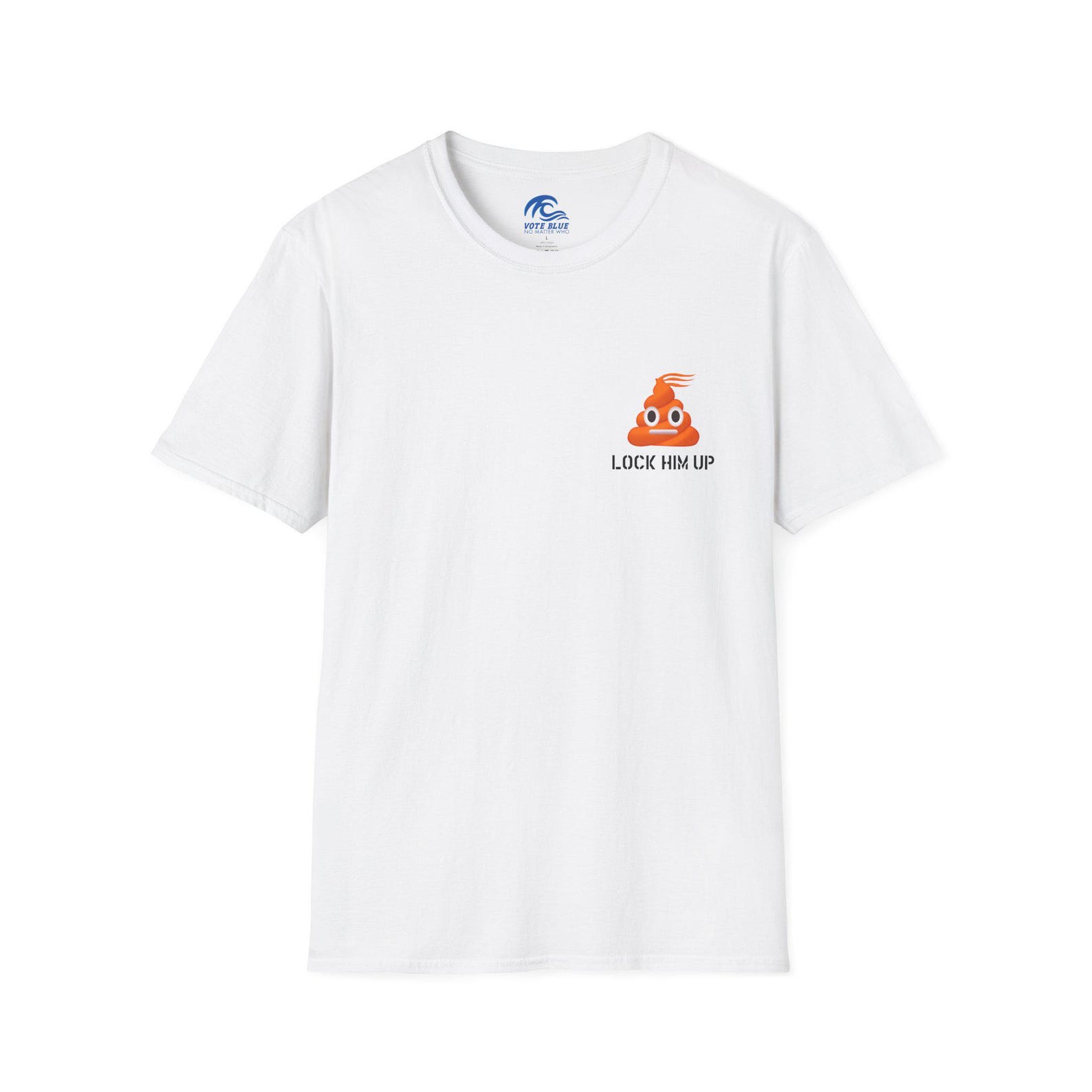 Lock Him Up | Soft Touch Poop Emoji Tee L