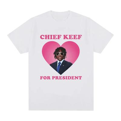 Rapper Chief Keef for President Fashion Casual Short Sleeved Tshirt Beautiful Retro Extra Large Womens Tshirt Street Clothing