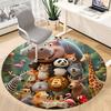 1pc Zoo Party Office Round Area Rug, Indoor Mat Suitable ForOffice, Under Office Chairs Bedroom Living Room Home Decor, Room Deco T106