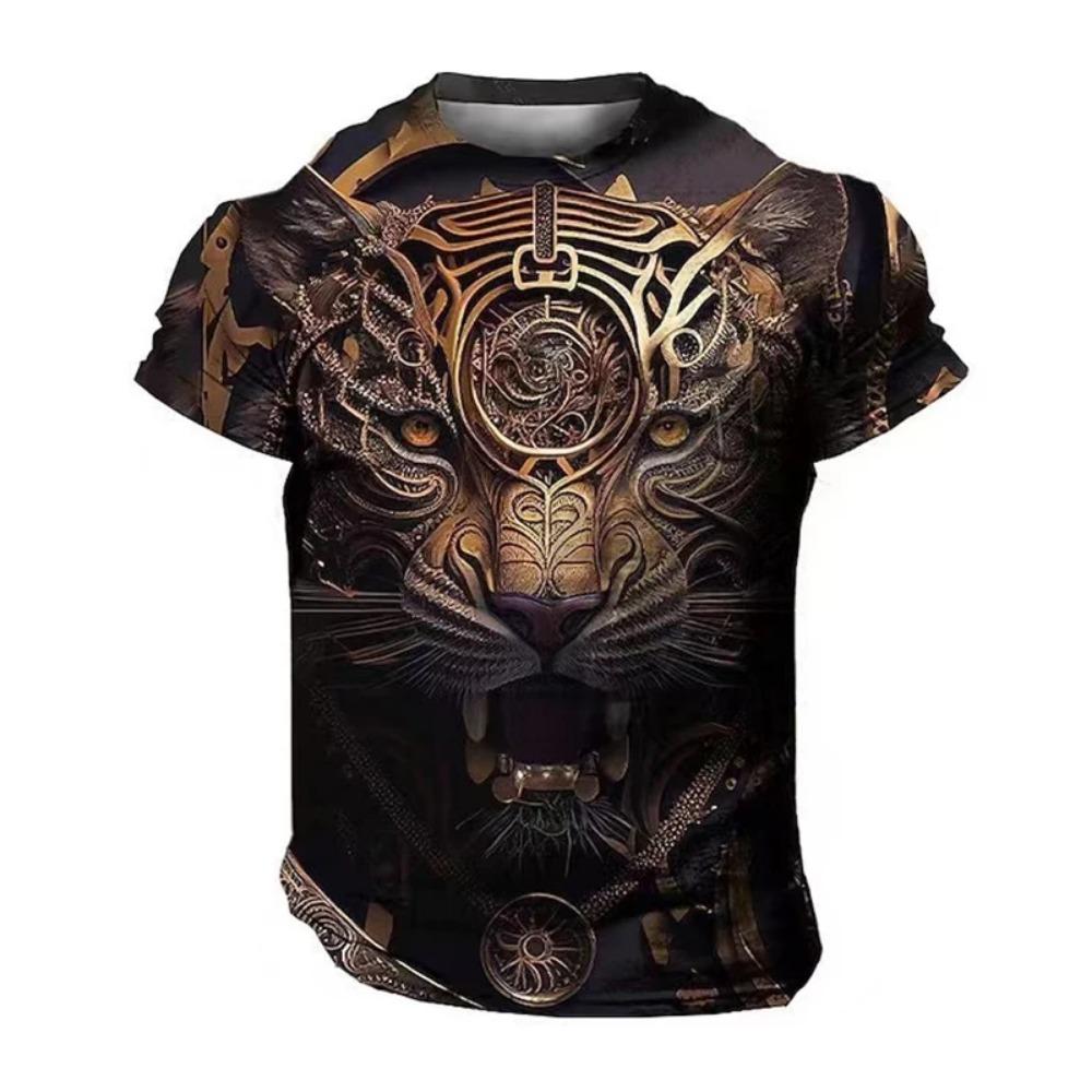 2025 New Domineering Lion 3D Print Men's T Shirts Summer Casual T Shirt Animal Pattern Top Harajuku Man Oversized Streetwear