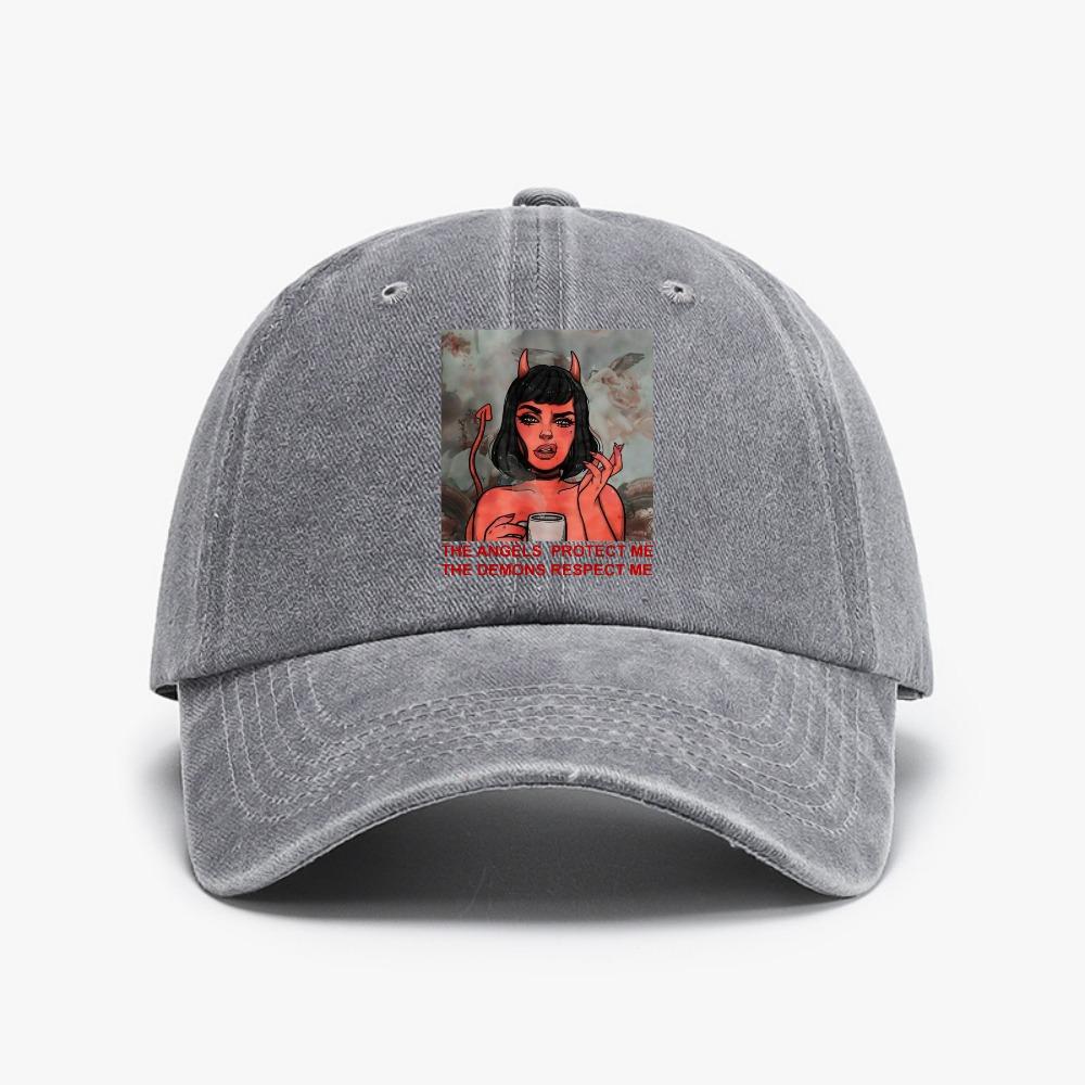 

Devil And angel Stripes Washed denim Baseball Cap Fashion Distressed Retro Outdoor Adult Hunting hat Adjustable