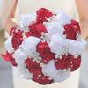 European & American Elegant Ribbon Flower Bridal Bouquet – Beaded Five-Flower Design