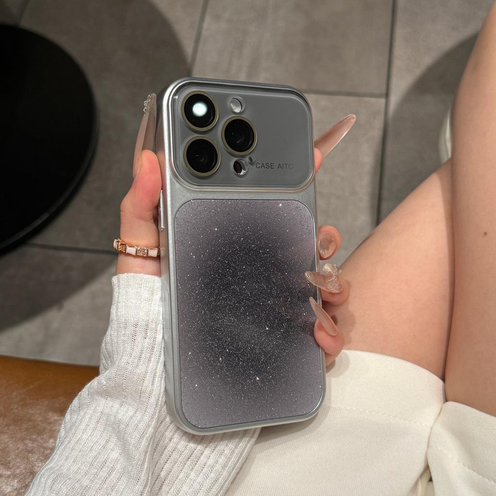 Glitter Large Window Gradient Case for For Iphone 17 16 1 Pro Max 14 13 Camera Protector Bling Colorful Shockproof Cover