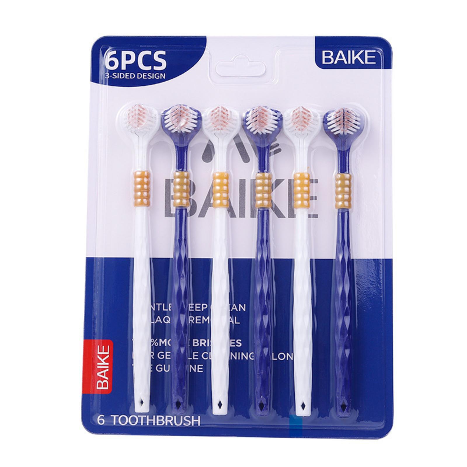 

6-Pack Premium Soft-Bristle Toothbrushes With Triangular Brush Heads Adult Household Care -Head Toothbrush One Size белый