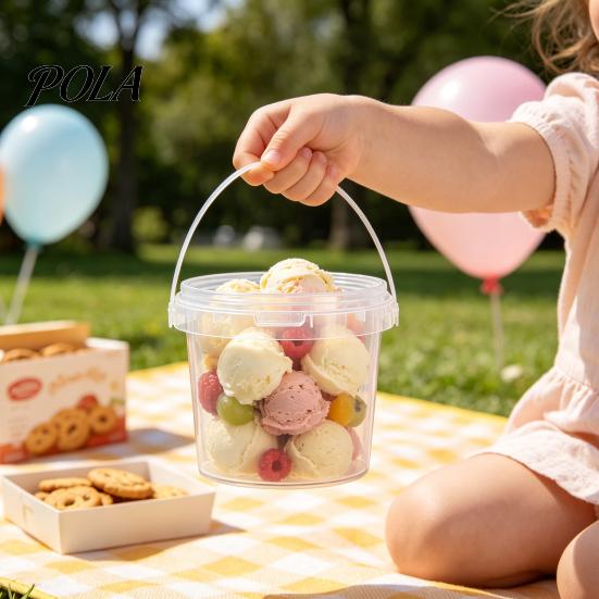 Leakproof Food Containers 2PCS Round Buckets, with Lid And Handle Disposable Containers, Bulk Dry Goods Storage Stackable Food-grade Plastic