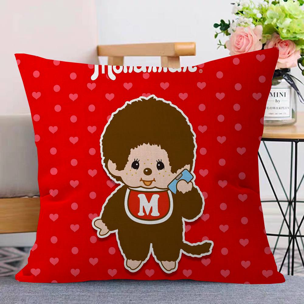 Anime M-Monchhichi Cushion Cover Car Throw Pillow Case For Sofa Car Christmas Gift 40x40cm 45x45cm